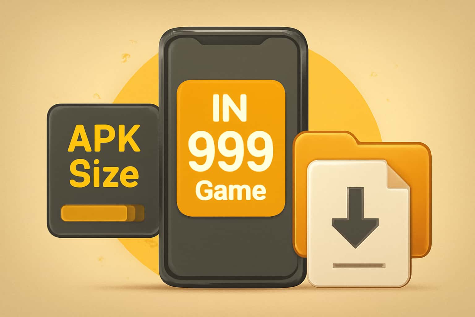 Visual representation of APK Size for IN 999 Game in a high-tech theme.
