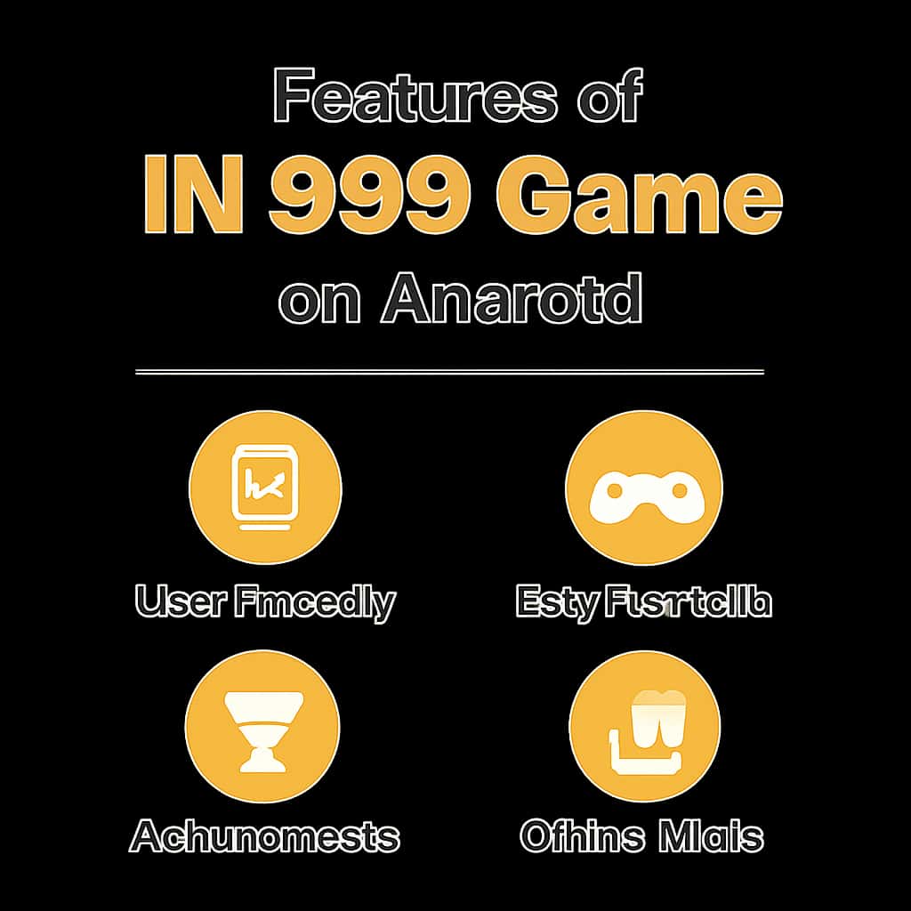 Illustration detailing the features of IN 999 Game on Android.