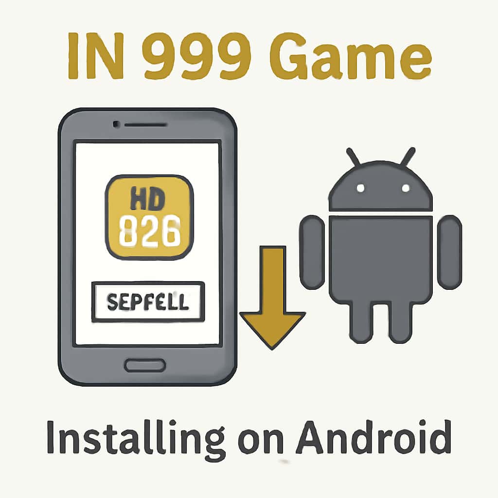 Diagram illustrating the installation steps for IN 999 Game on Android.