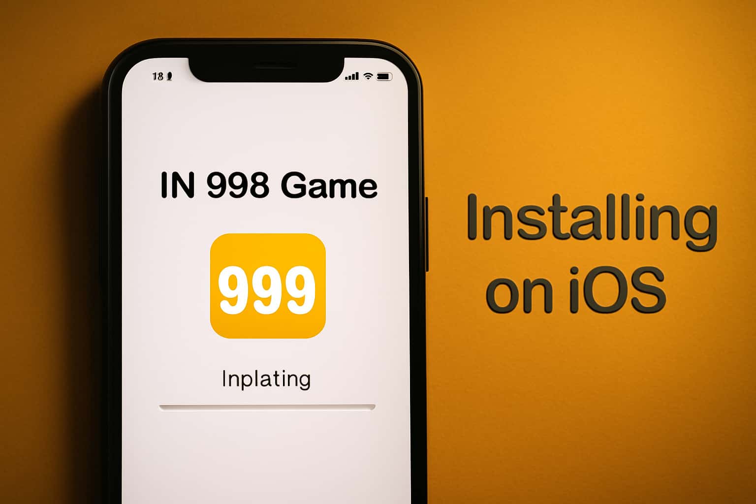 An informative visual representation about installing IN 999 Game on an iOS device.