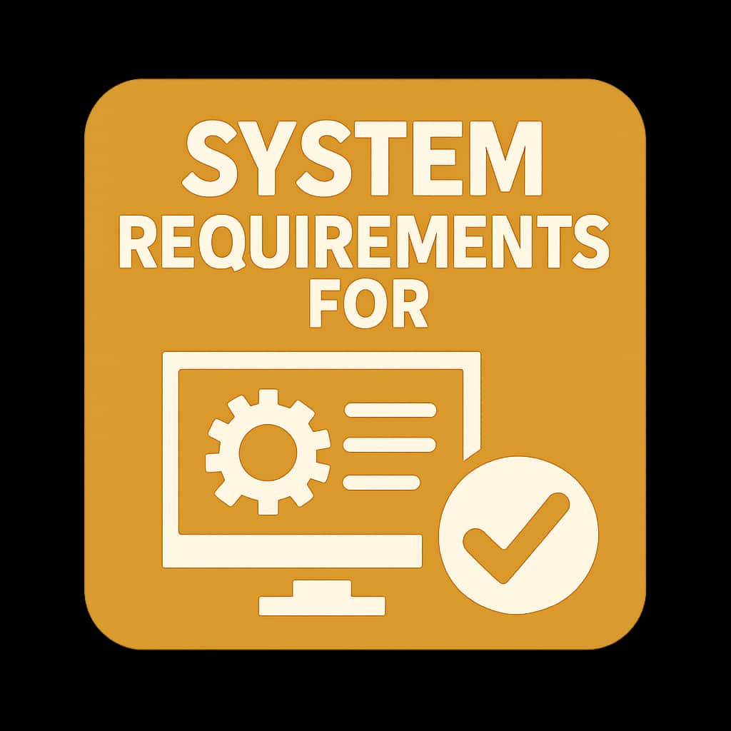 A badge representing system requirements for IN 999 Game.